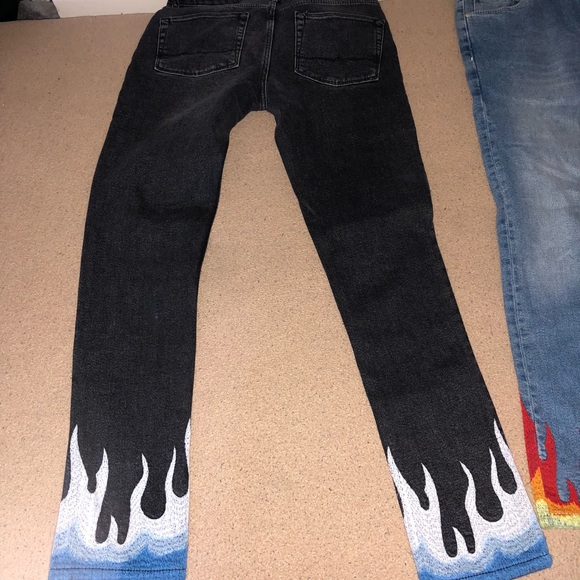 pants with flames on them